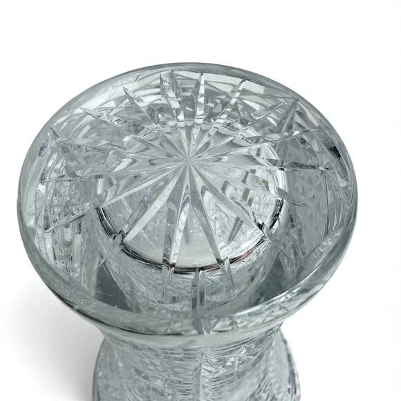 Cut Crystal Vase Vintage Starburst Design 8 Inch - Picture 7 of 11